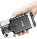 Eyoyo - Escáner de código de barras para teléfono con clip trasero Bluetooth, lector de código de barras inalámbrico 1D 2D QR con batería recargable de 1600 mAh, compatible con iPad, iPhone y Android